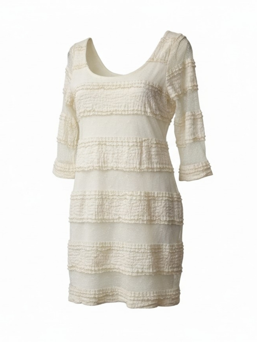 Gianni Bini Cream Textured Stripe Knit Dress Sze Large